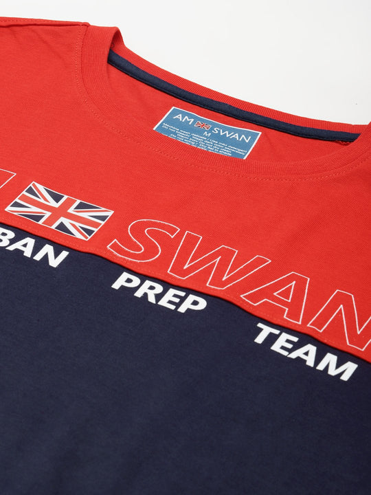 Mens Premium Cotton Colourblock Printed Half Sleeve Crew Neck T-Shirts