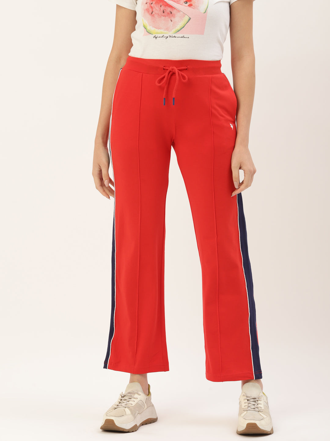 Womens Cotton Lycra Smart Fit Solid Track Pants - Main Image